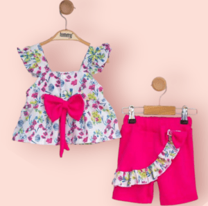 طقم بنات المقاسات -6/12 اشهر